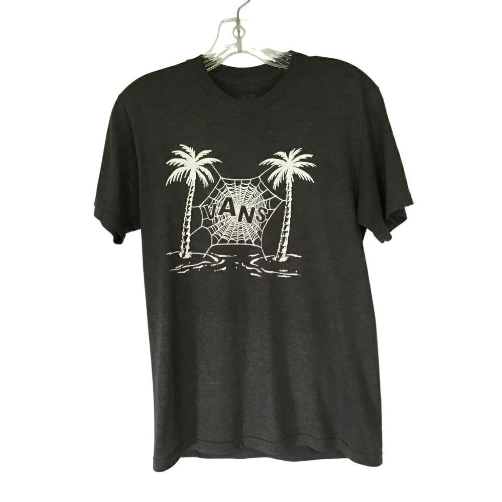 Vans Island Tee Unisex Pullover Short Sleeve Crew Neck Size Small Gray Palm Tree